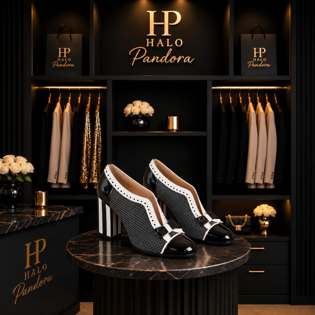 Black & White Bow Block Heel